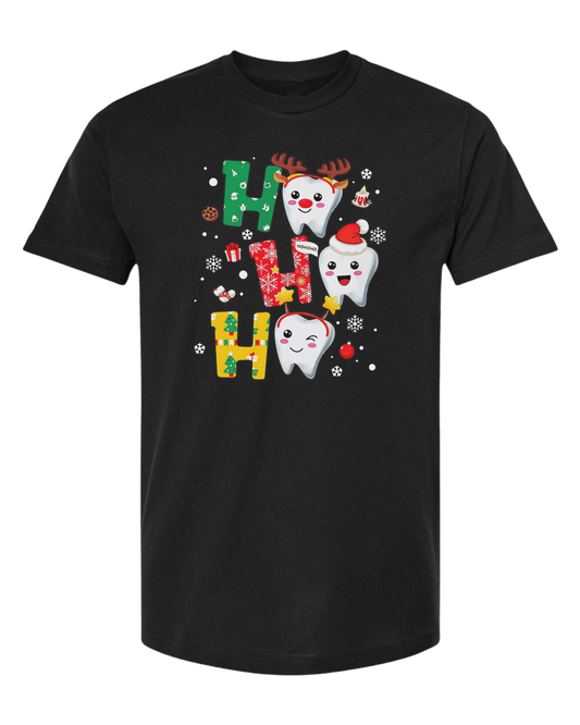 Snowing "HO HO HO" dental graphic Unisex crew-neck  graphic tee Black