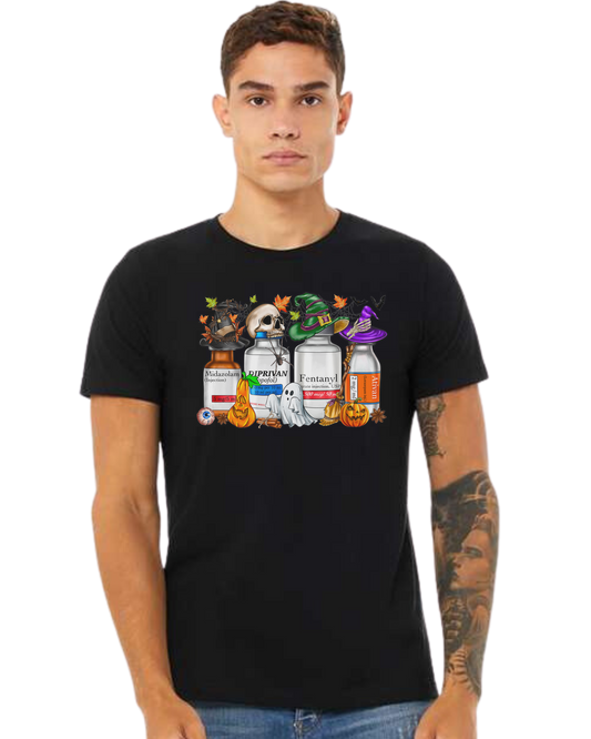 Spooky Medication Bottles graphic Premium unisex crewneck tee Black
