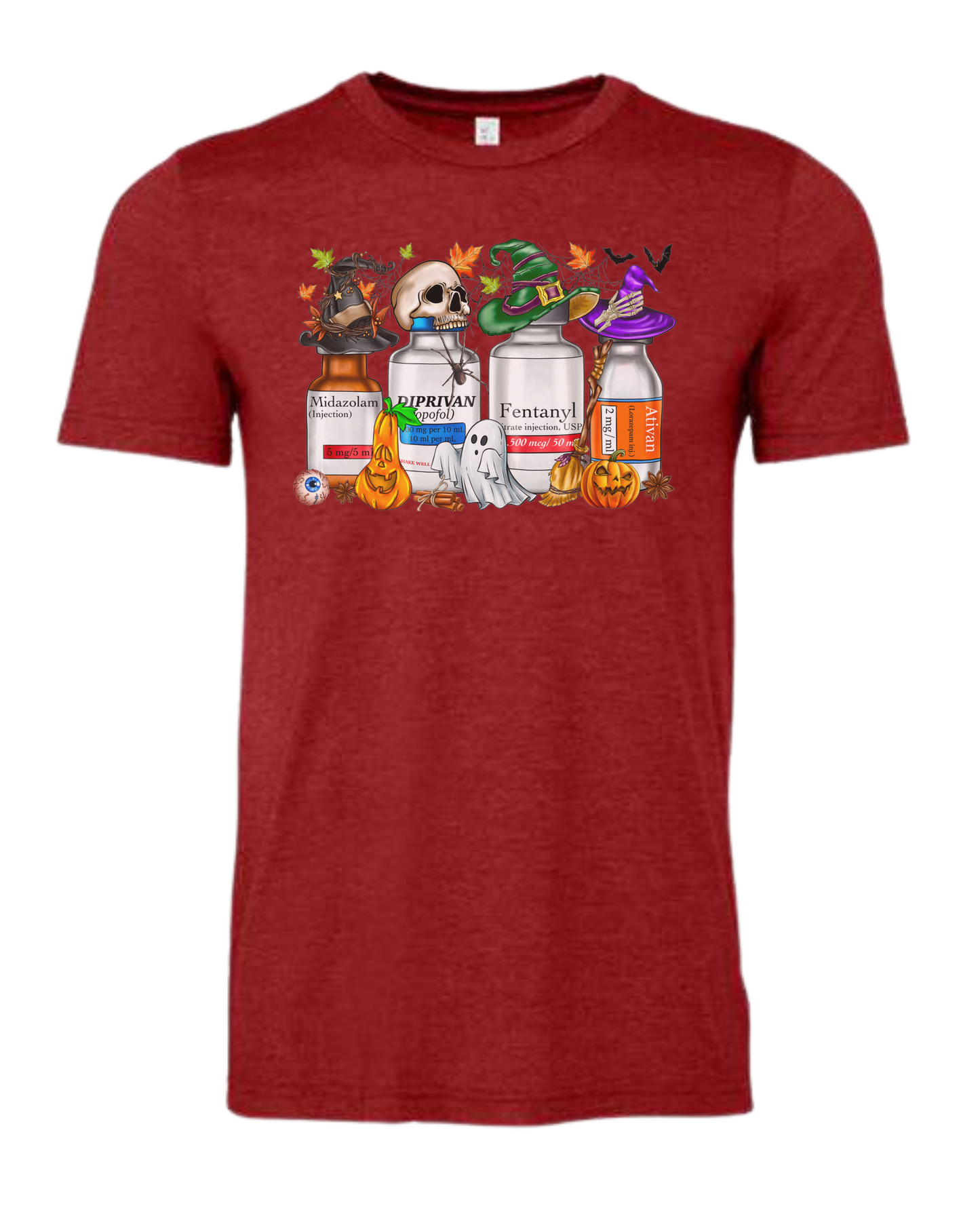 Spooky Medication Bottles graphic Premium unisex crewneck tee Canvas Red