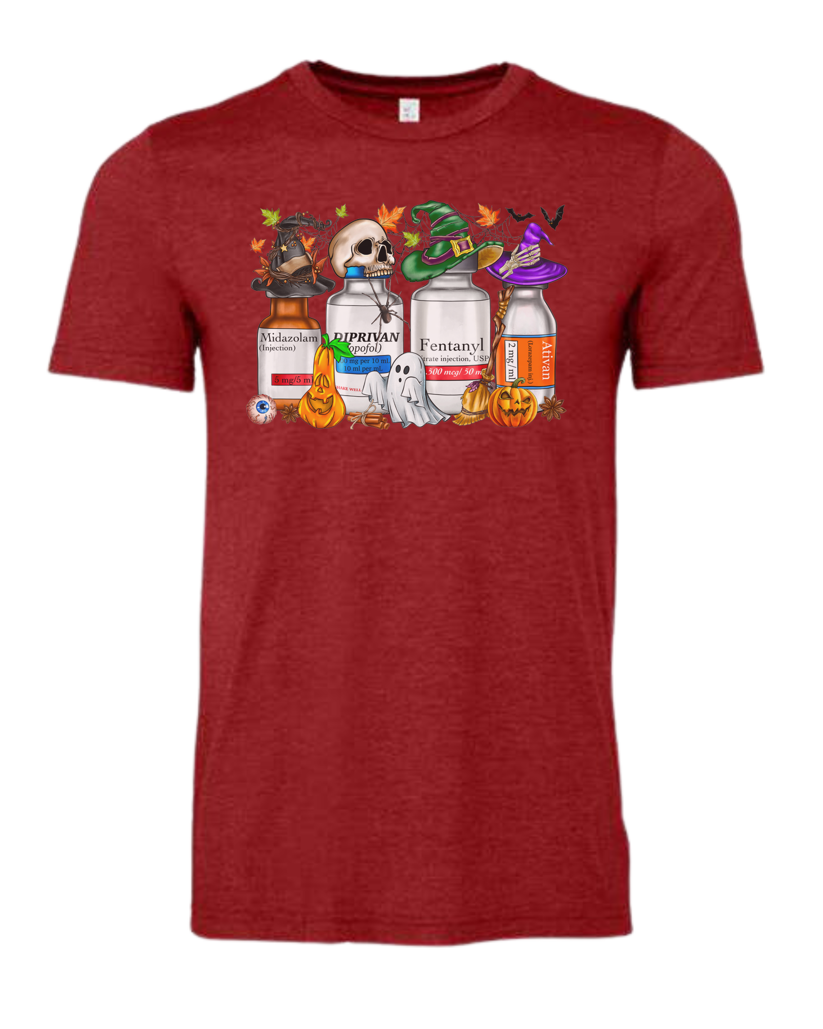 Spooky Medication Bottles graphic Premium unisex crewneck tee Canvas Red