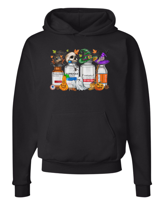 Spooky Medication Bottles graphic Unisex Classic Hoodie Black