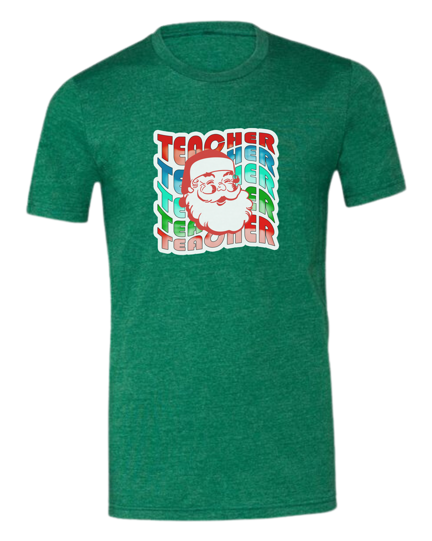 Teacher Wave with Santa design Premium unisex crewneck tee Grass Green