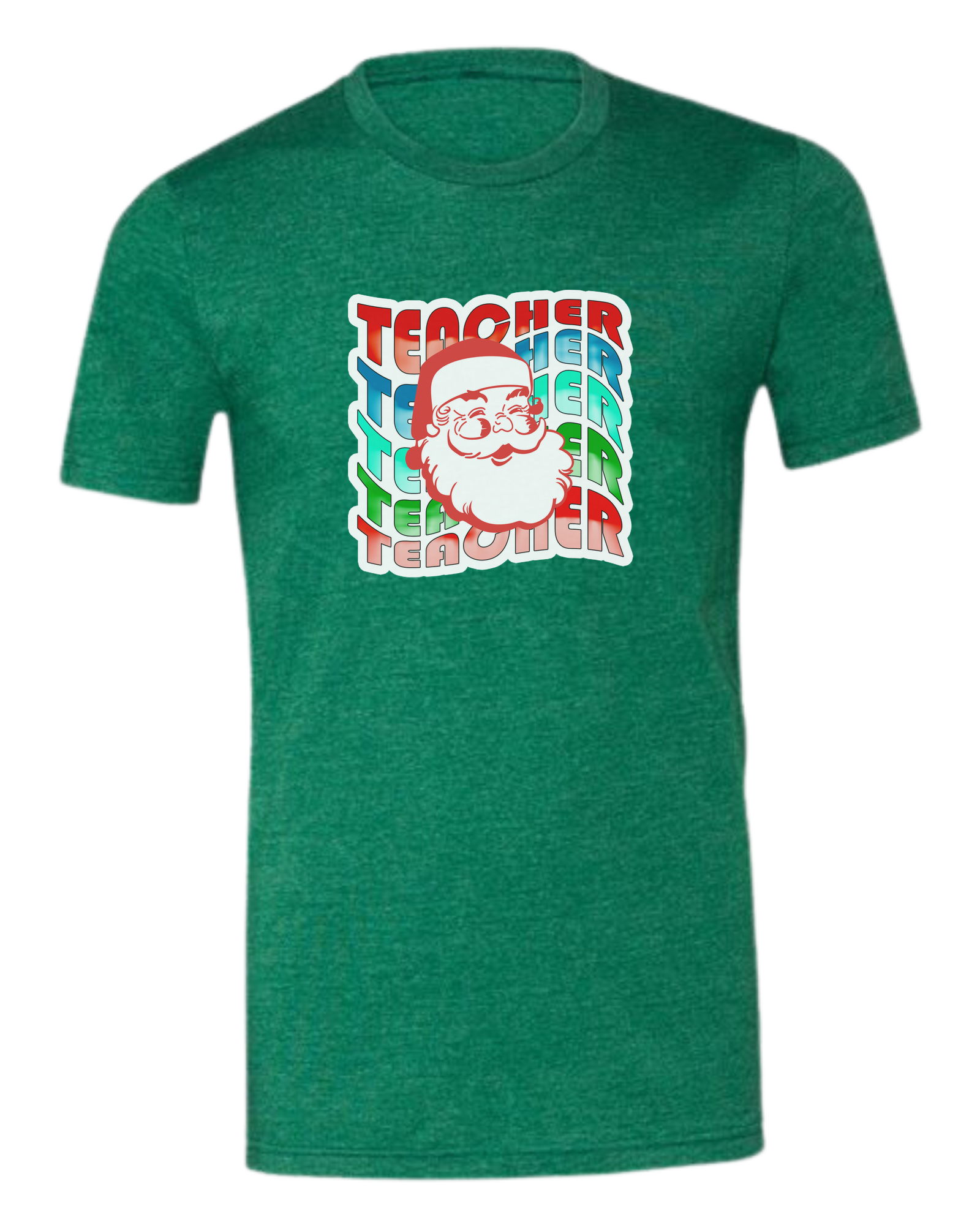 Teacher Wave with Santa design Premium unisex crewneck tee Grass Green