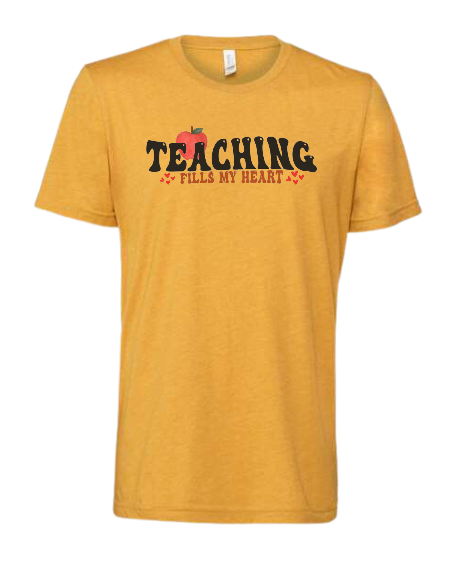 "Teaching Fills my Heart" graphic tee Premium unisex crewneck tee Heather Mustard