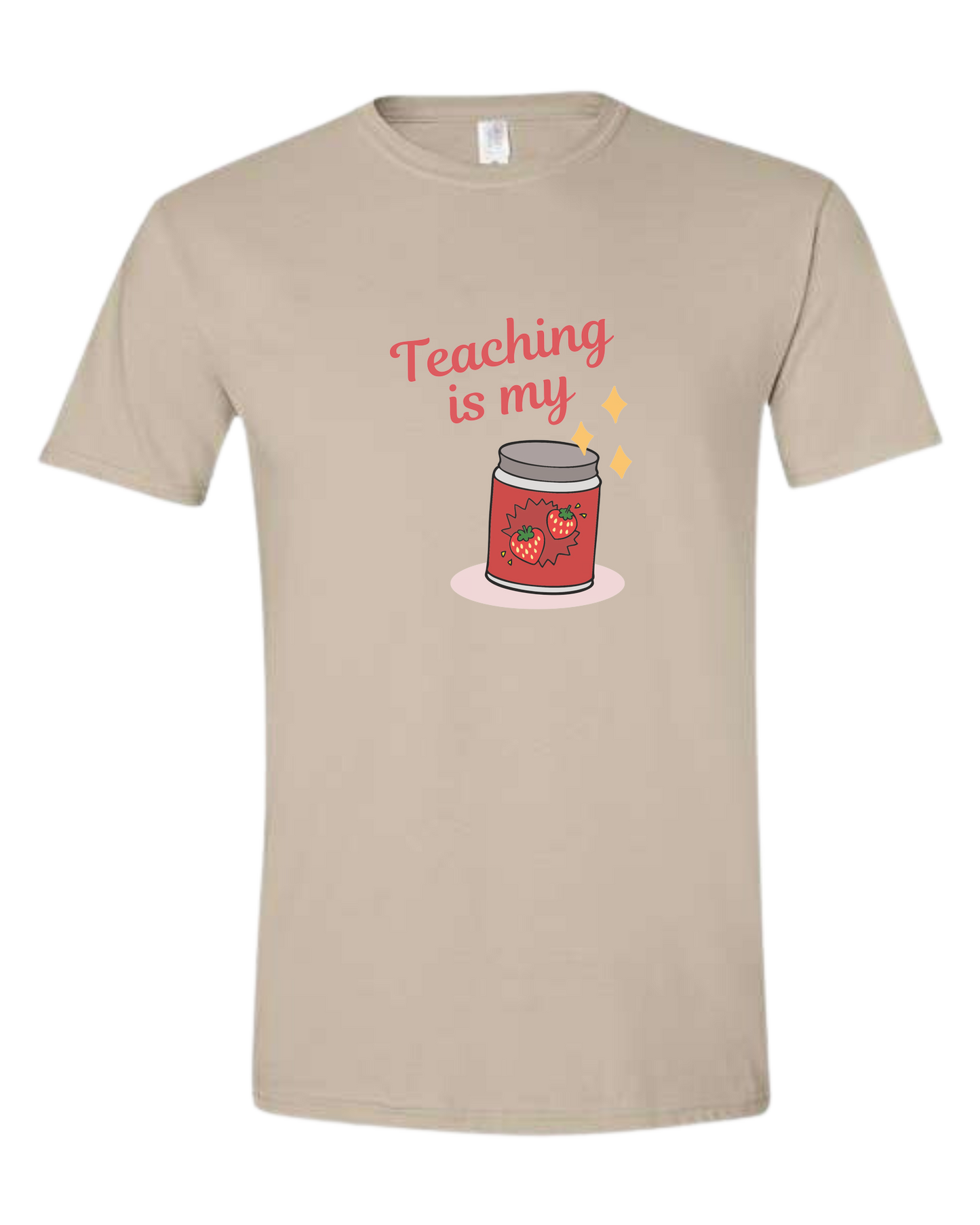"Teaching is my Jam" design Unisex crewneck graphic tee (light colors) Beige