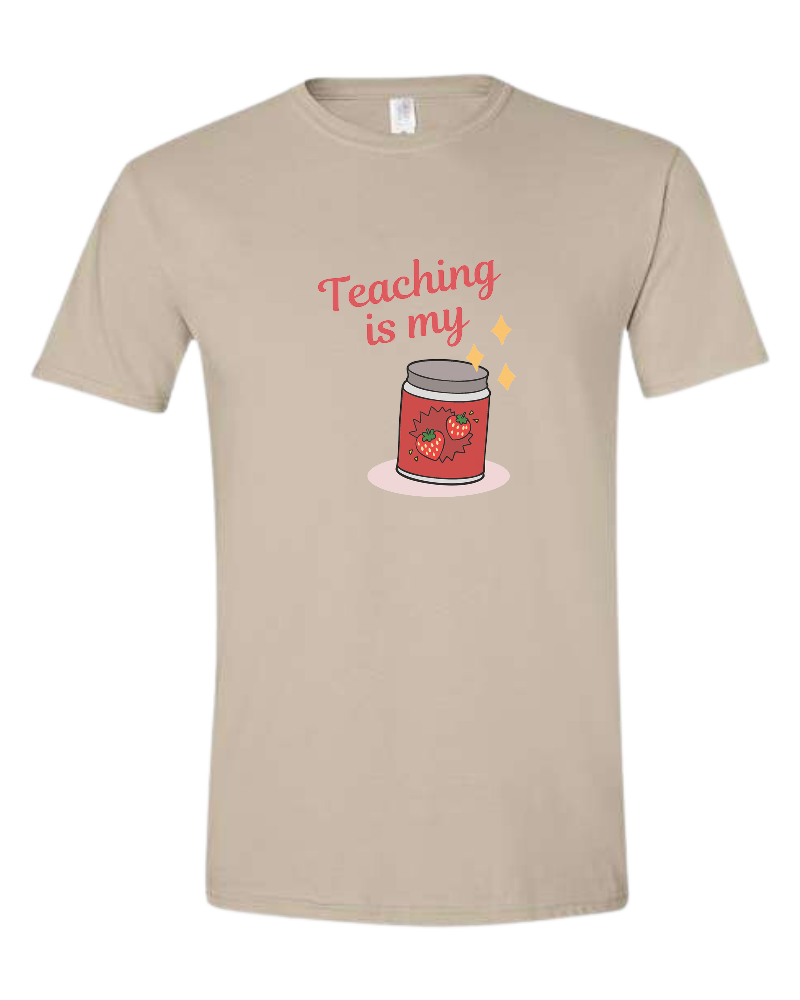 "Teaching is my Jam" design Unisex crewneck graphic tee (light colors) Beige