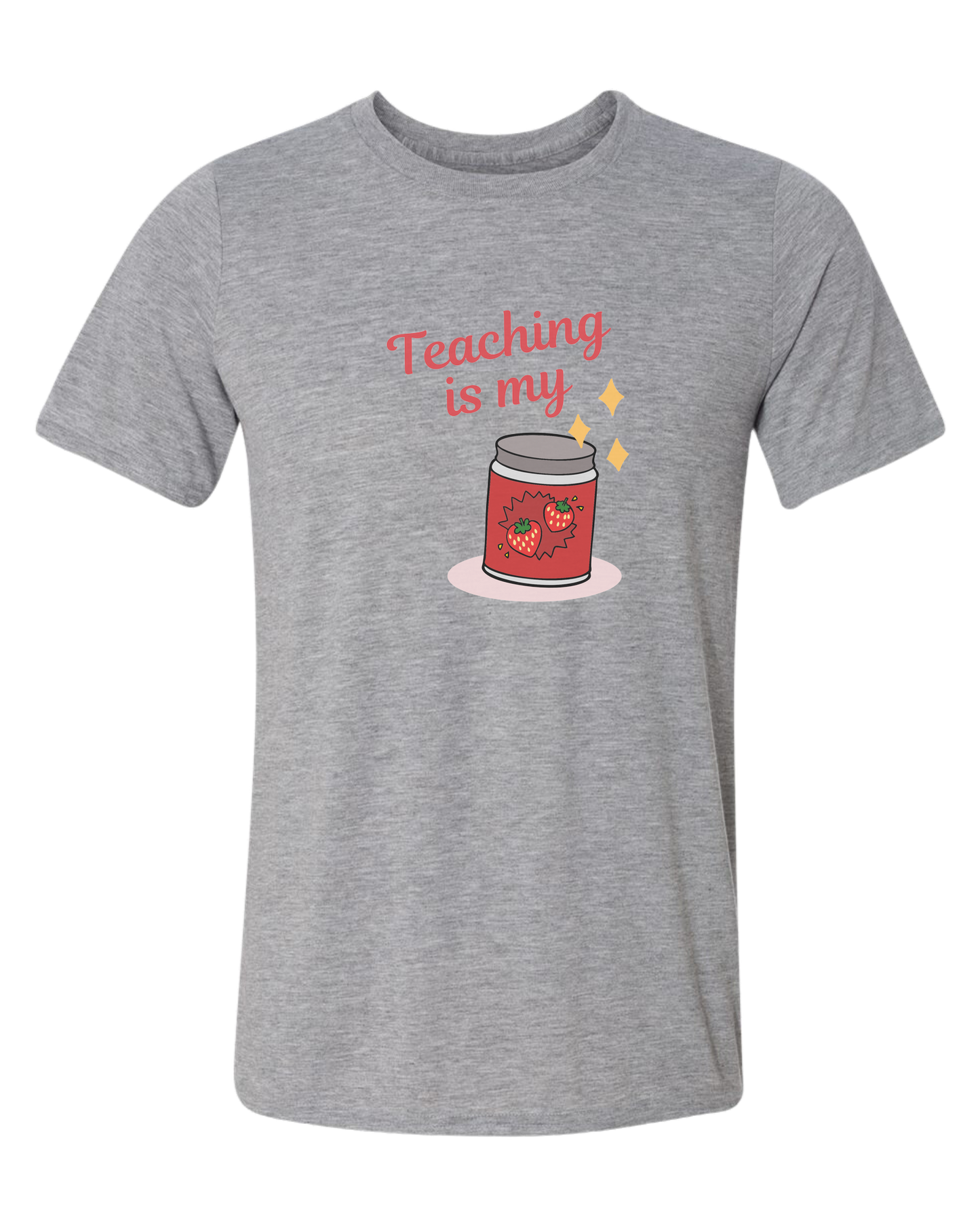 "Teaching is my Jam" design Unisex crewneck graphic tee (light colors) Heather Grey