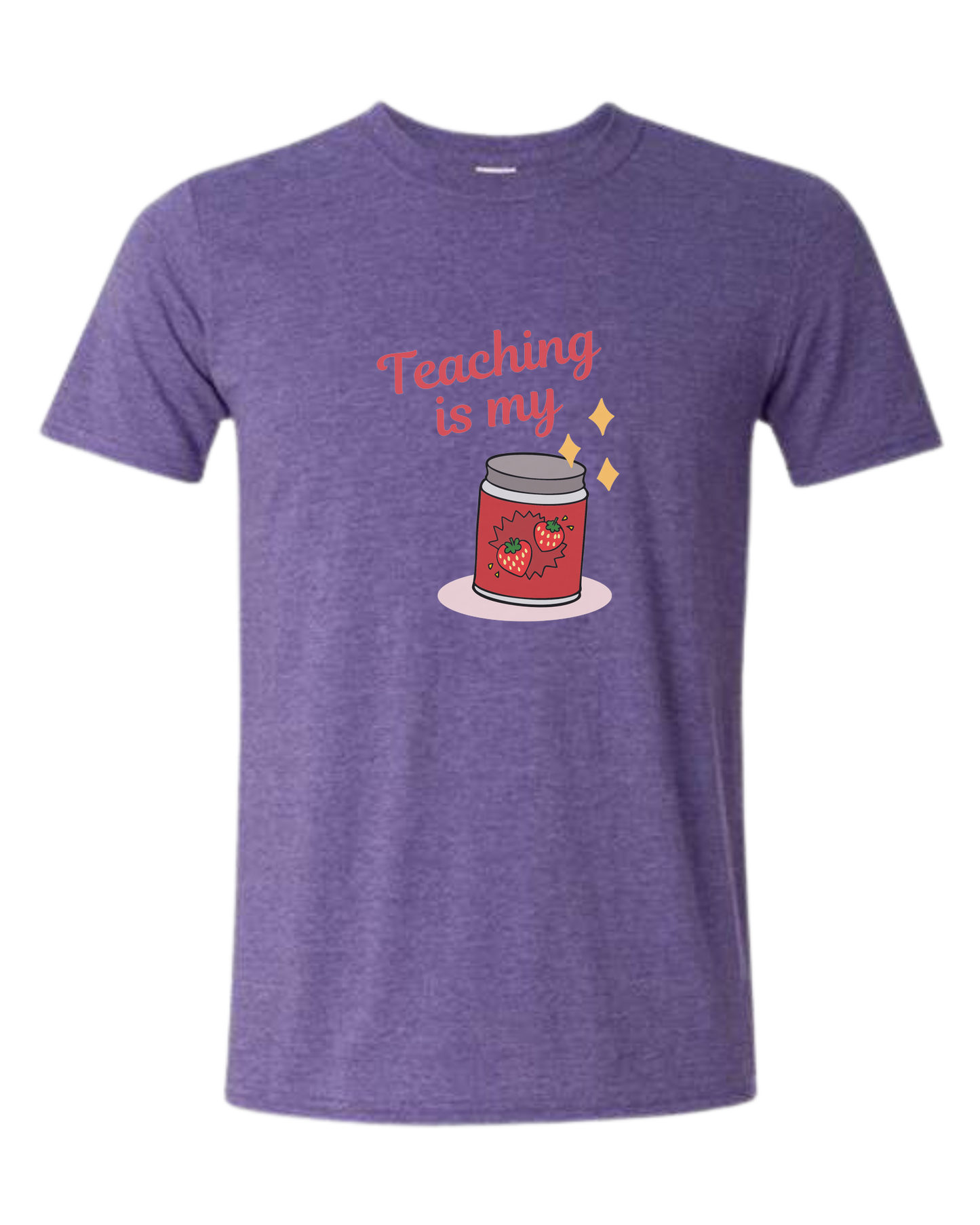 "Teaching is my Jam" design Unisex crewneck graphic tee (light colors) Heather Purple