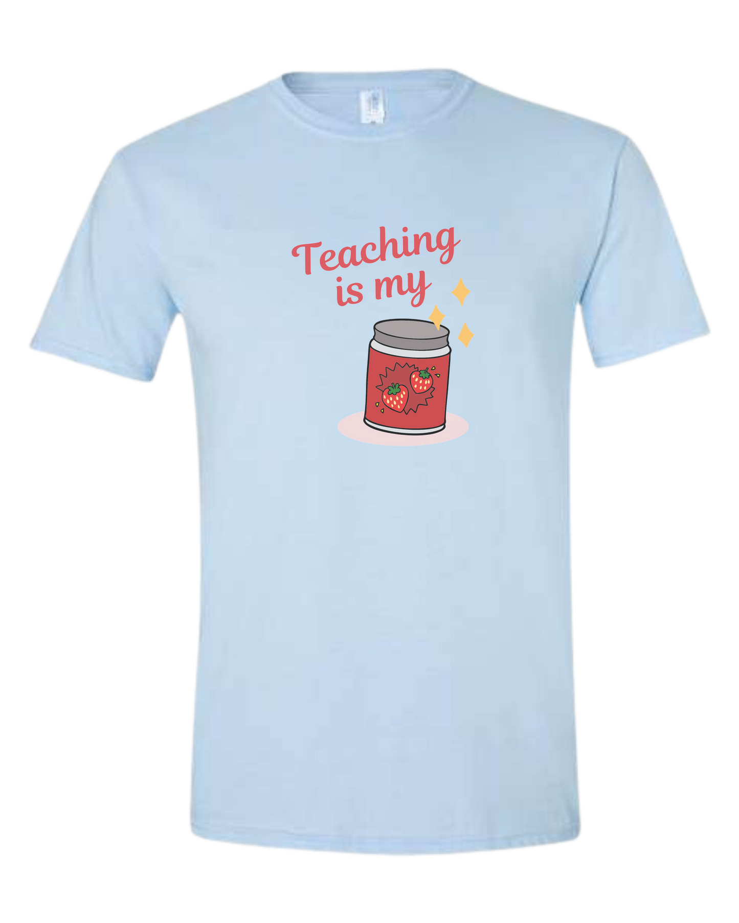 "Teaching is my Jam" design Unisex crewneck graphic tee (light colors) Ice blue