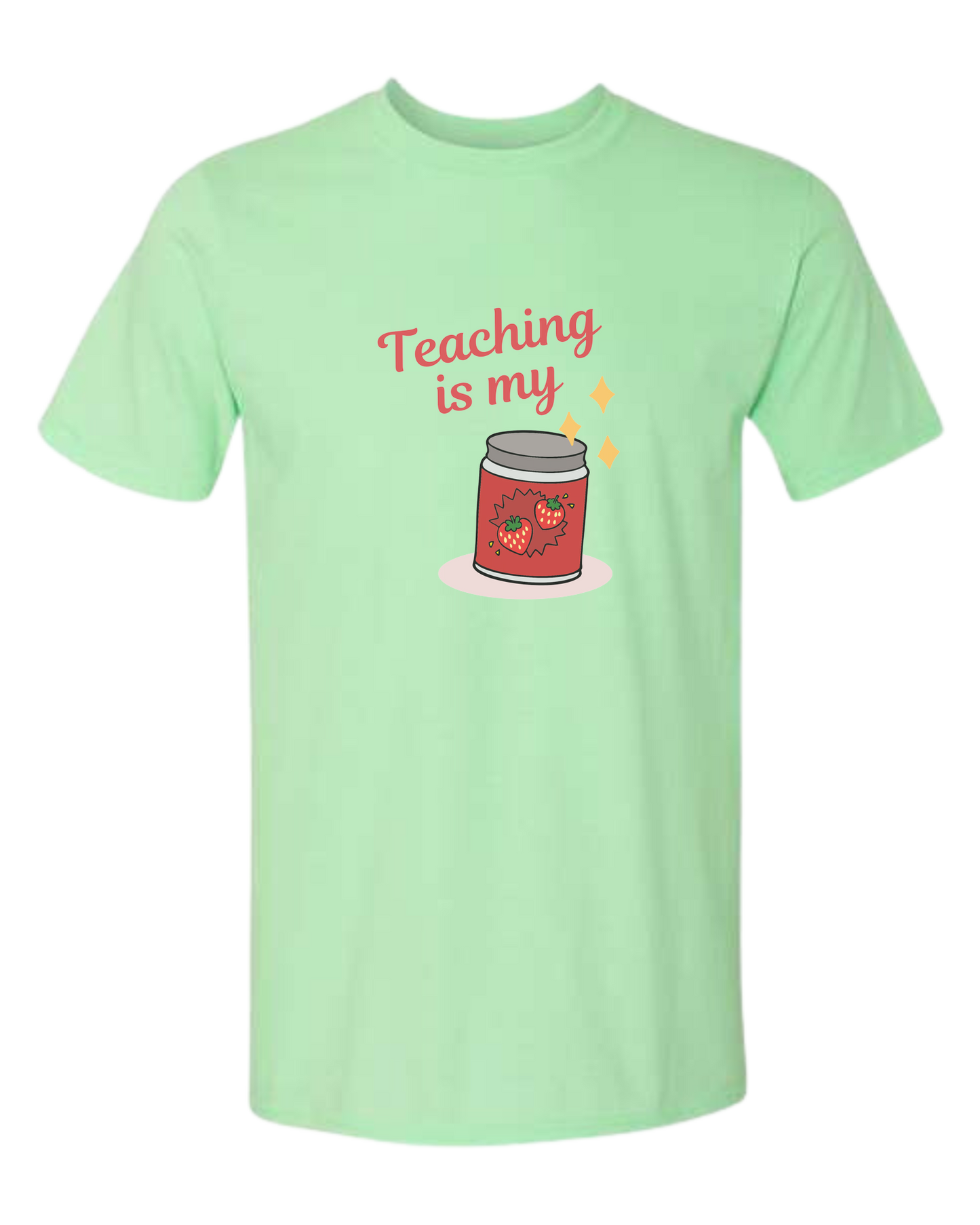 "Teaching is my Jam" design Unisex crewneck graphic tee (light colors) Mint Green