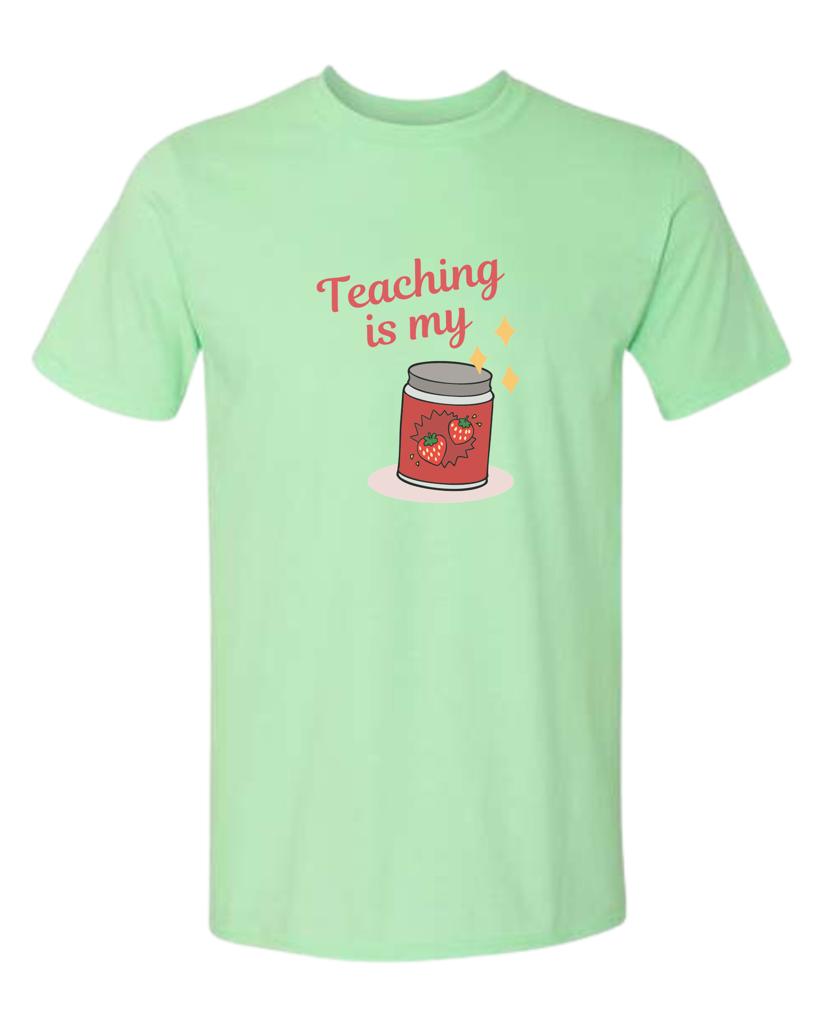 "Teaching is my Jam" design Unisex crewneck graphic tee (light colors) Mint Green