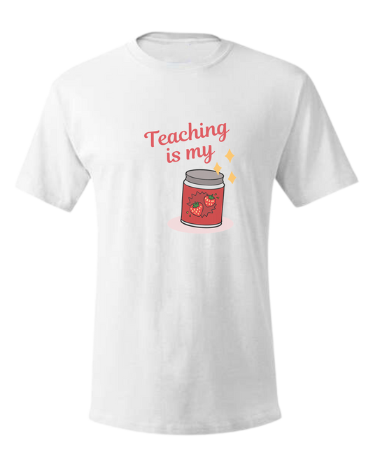 "Teaching is my Jam" design Unisex crewneck graphic tee (light colors) White