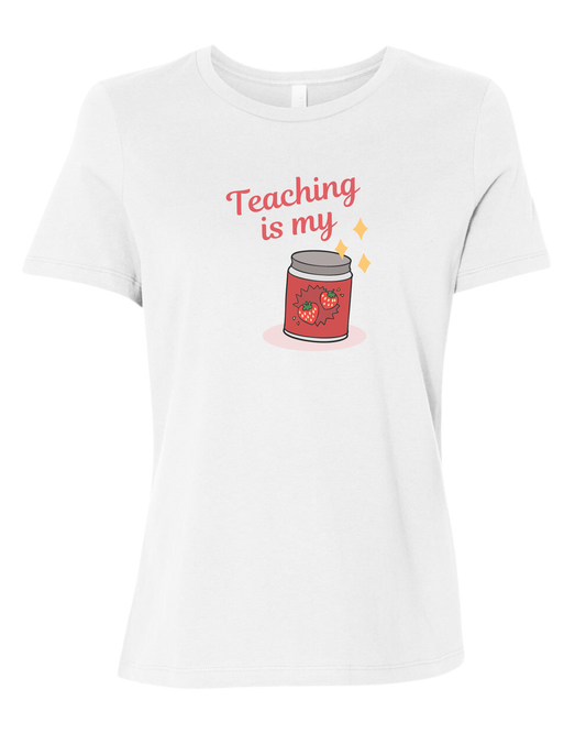 "Teaching is my Jam" design Women's fit premium crewneck tee White