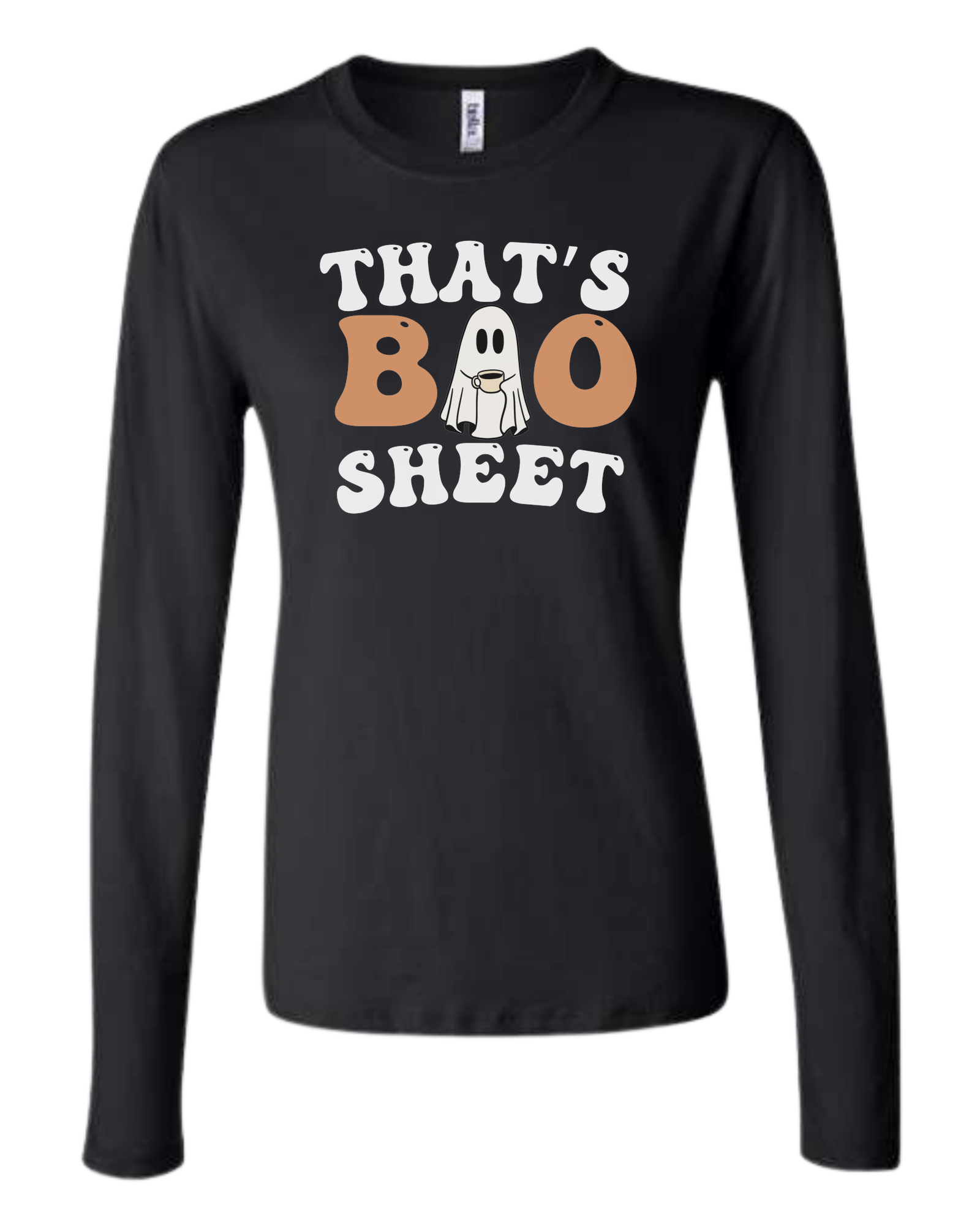 "That's Boo Sheet" ghost graphic Women's fit crewneck long sleeve fit Black