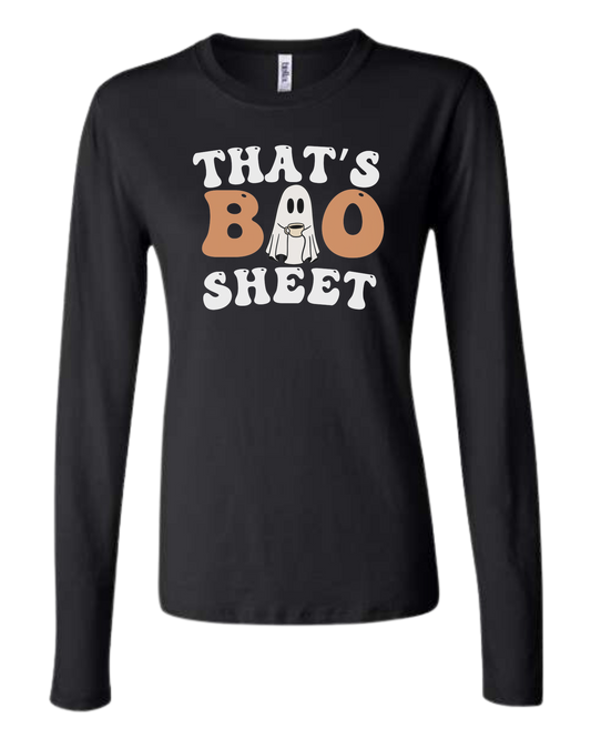 "That's Boo Sheet" ghost graphic Women's fit crewneck long sleeve fit Black