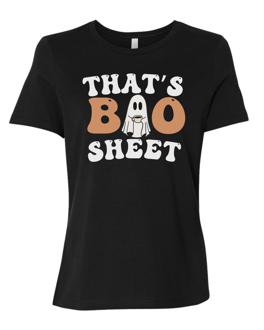 "That's Boo Sheet" ghost graphic Women's fit premium crewneck tee Black
