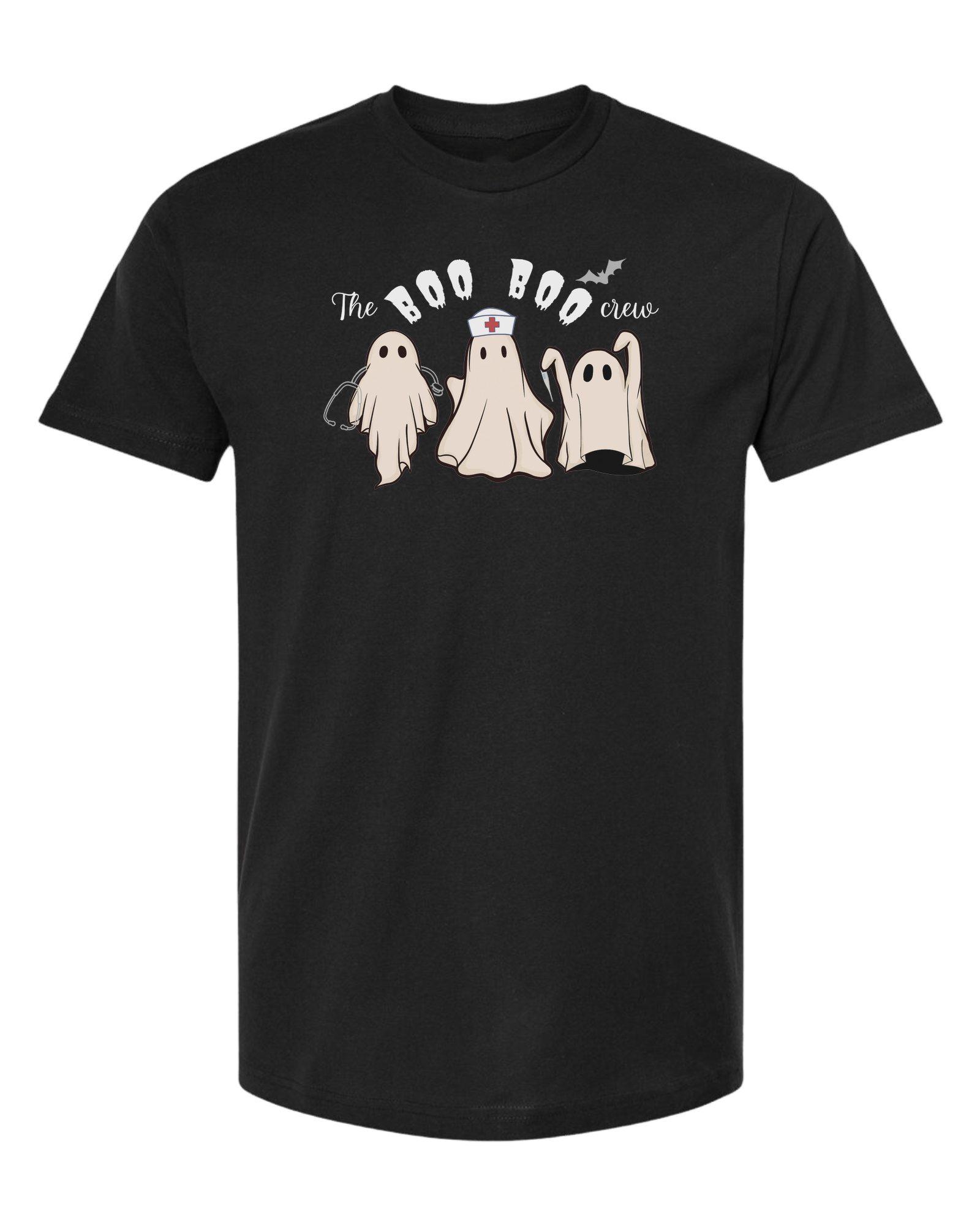 "The Boo-boo crew" nursing ghosts tee Unisex crew-neck  graphic tee Black
