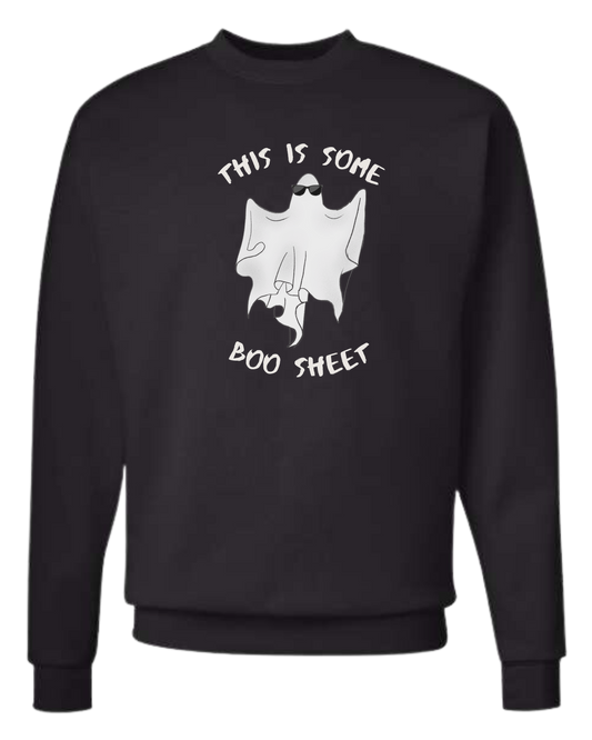 "This is some Boo-Sheet" ghost tee Classic unisex crewneck sweatshirt Black