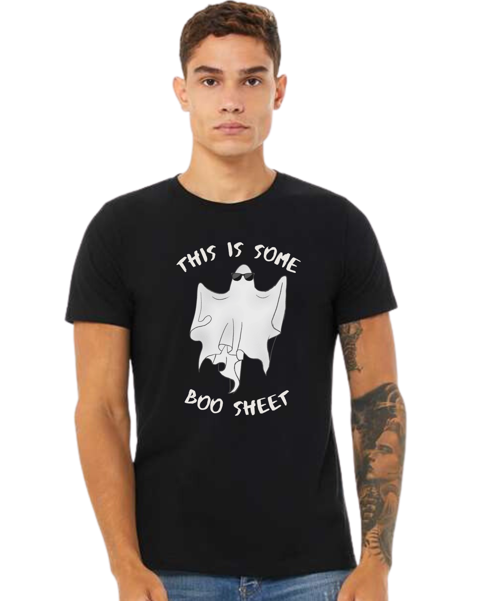 "This is some Boo-Sheet" ghost tee Premium unisex crewneck tee Black
