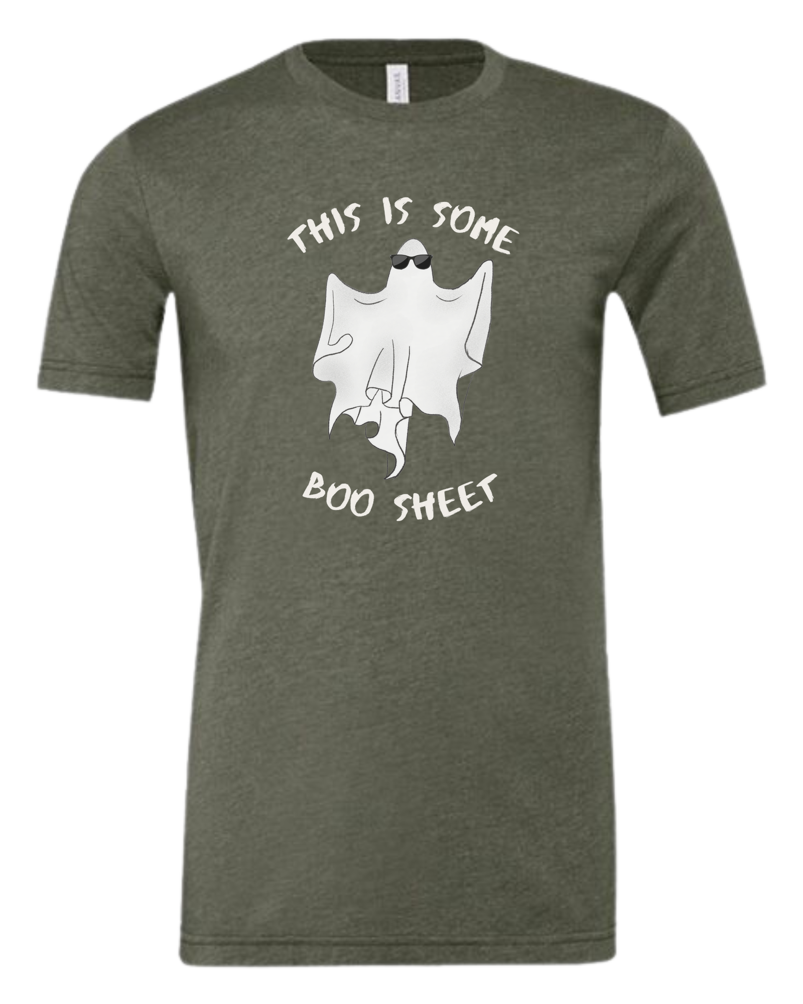 "This is some Boo-Sheet" ghost tee Premium unisex crewneck tee Military Green