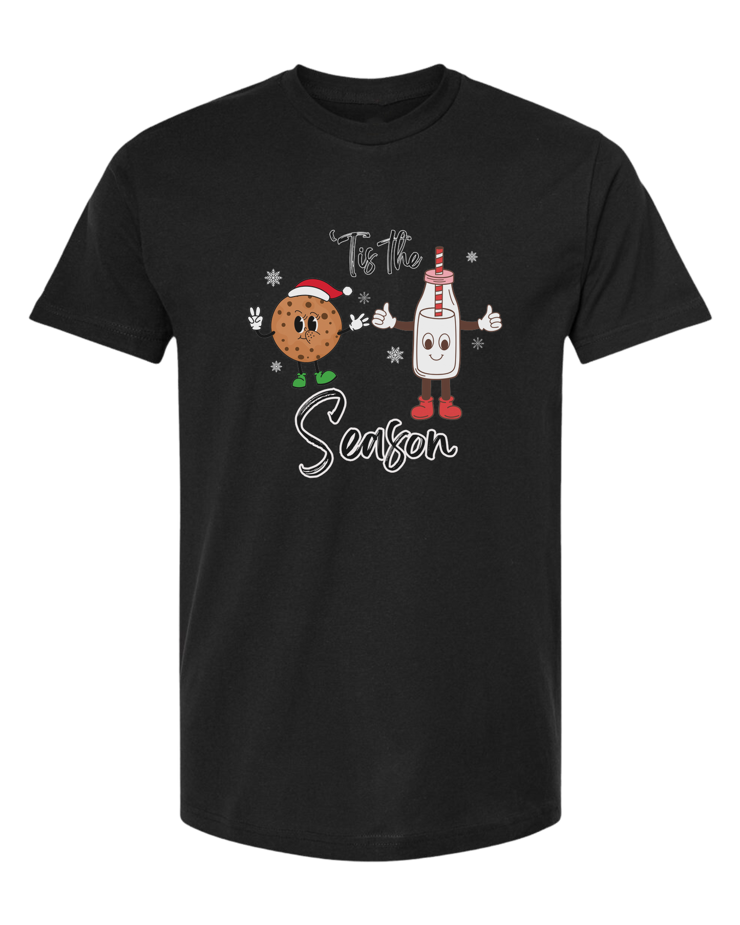 "Tis the Season" milk and cookies graphic Classic unisex crewneck tee Short sleeve crew neck