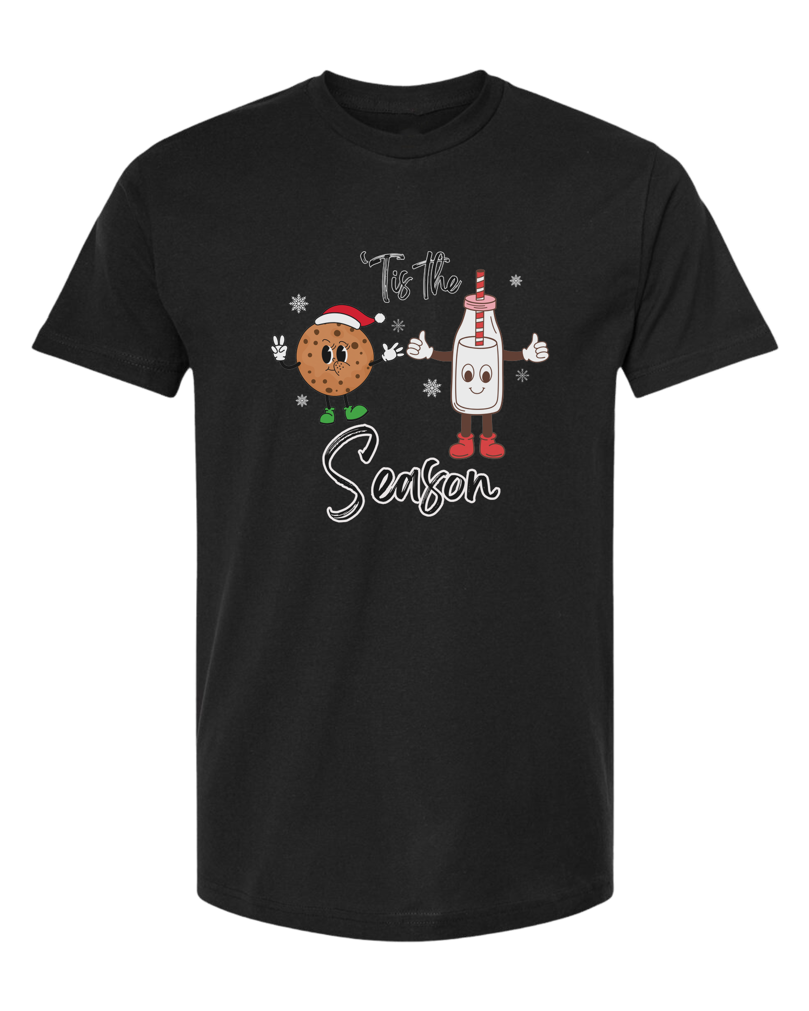 "Tis the Season" milk and cookies graphic Classic unisex crewneck tee Short sleeve crew neck