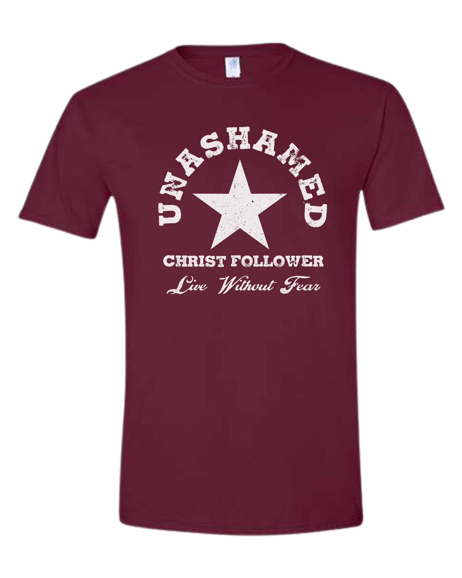 "Unashamed Christ Follower" basic crewneck graphic tee Unisex crew-neck  graphic tee Maroon