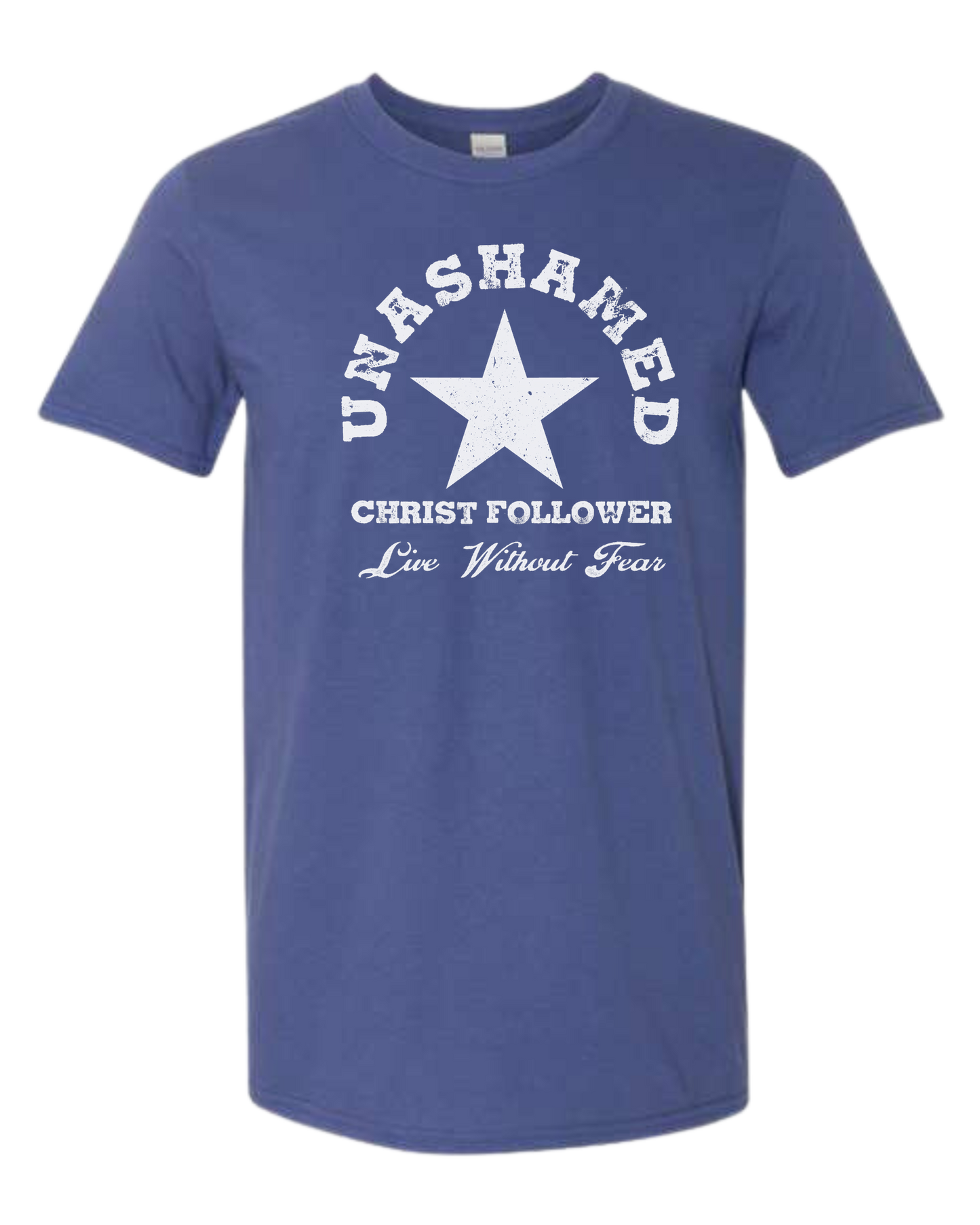 "Unashamed Christ Follower" basic crewneck graphic tee Unisex crew-neck  graphic tee Metro Blue