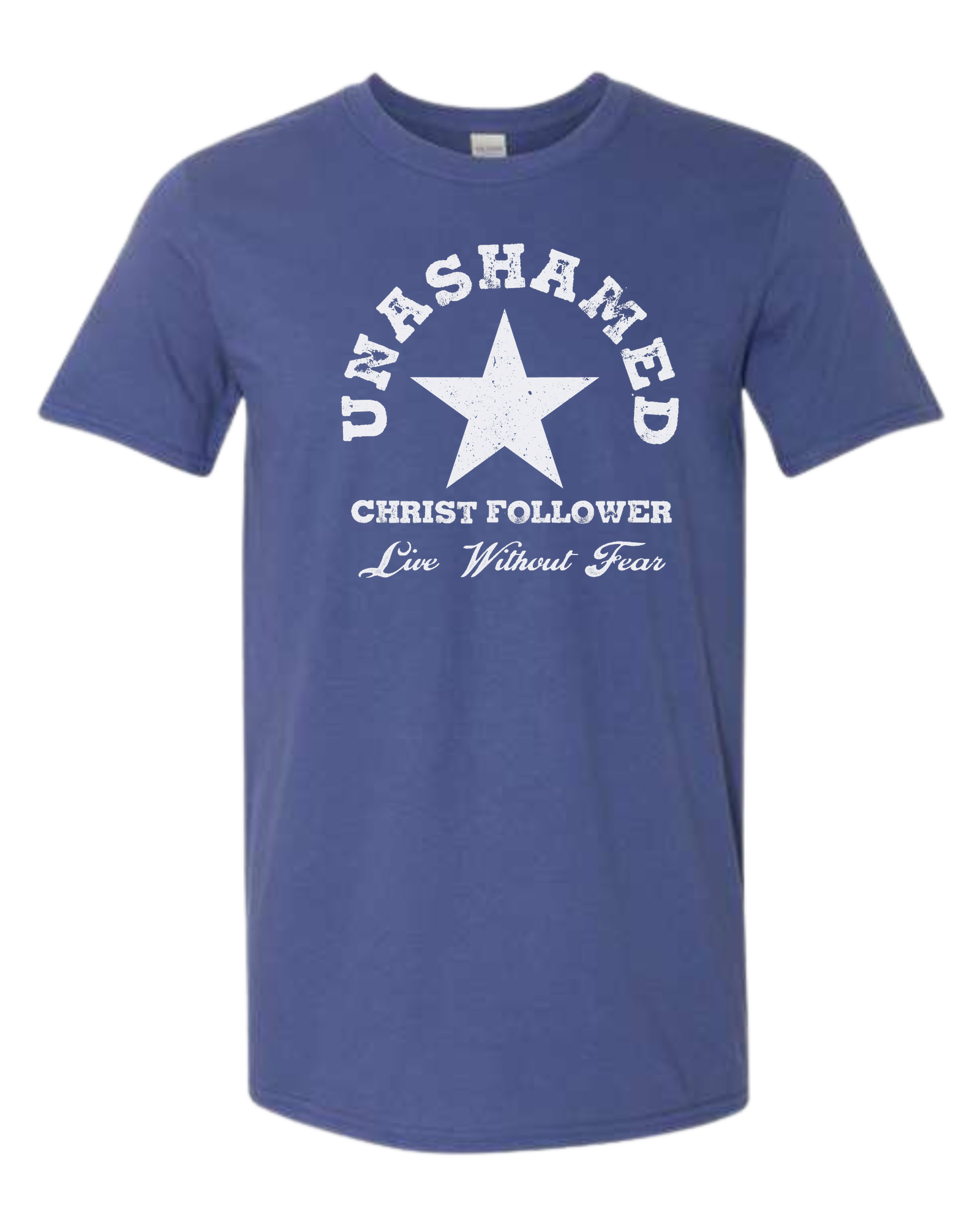 "Unashamed Christ Follower" basic crewneck graphic tee Unisex crew-neck  graphic tee Metro Blue