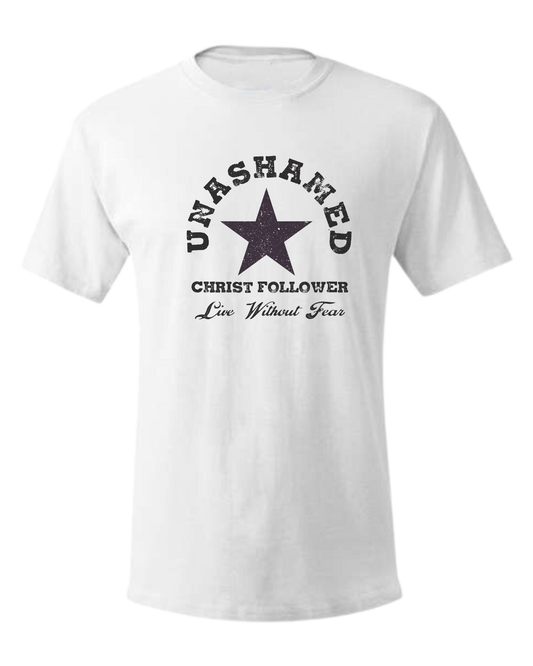Unashamed Christ Follower graphic tee Unisex crewneck graphic tee (light colors) White