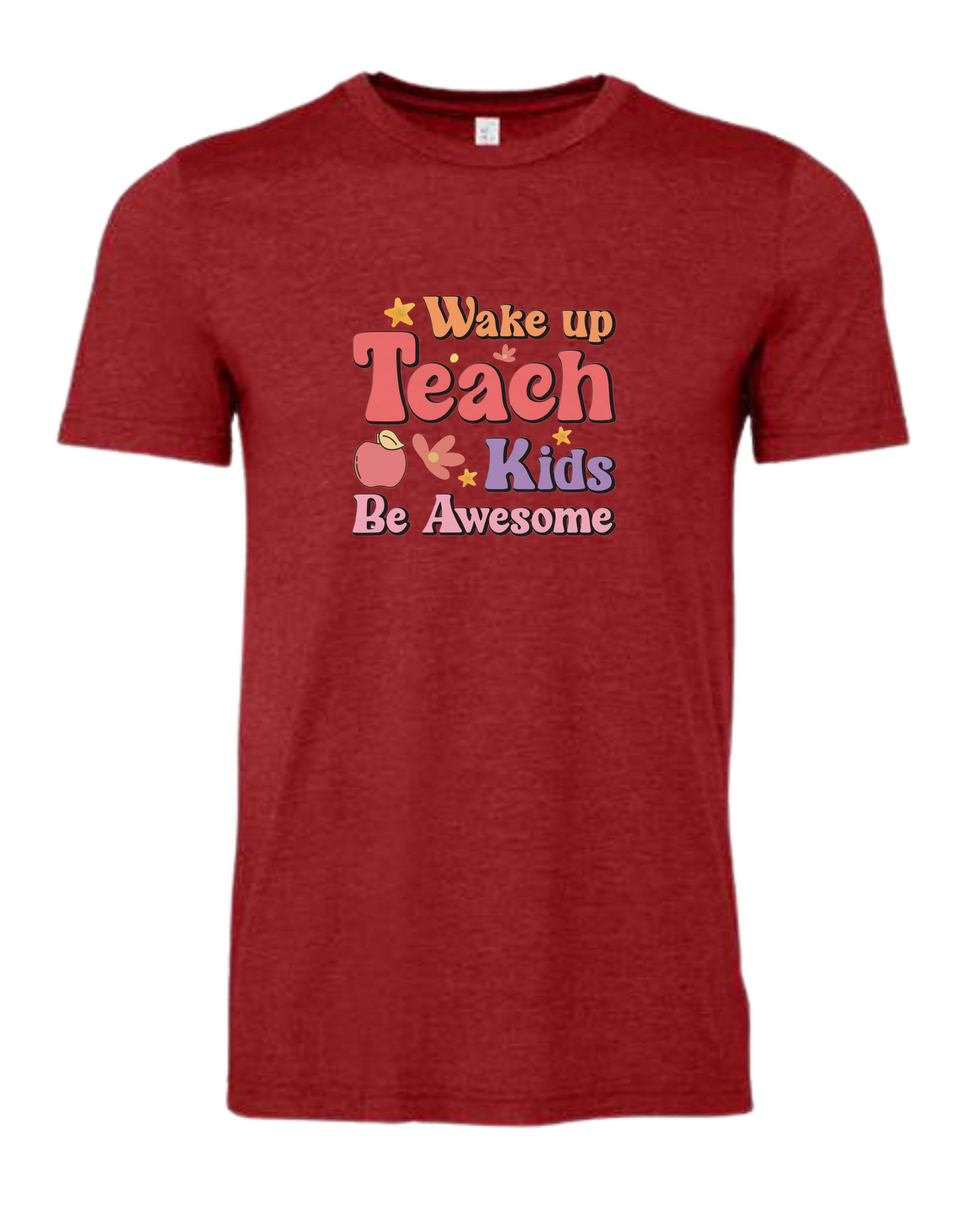 "Wake up, Teach Kids, Be Awesome" design Premium unisex crewneck tee Canvas Red