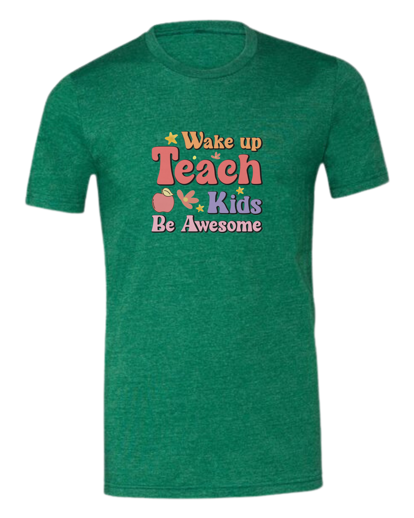 "Wake up, Teach Kids, Be Awesome" design Premium unisex crewneck tee Grass Green