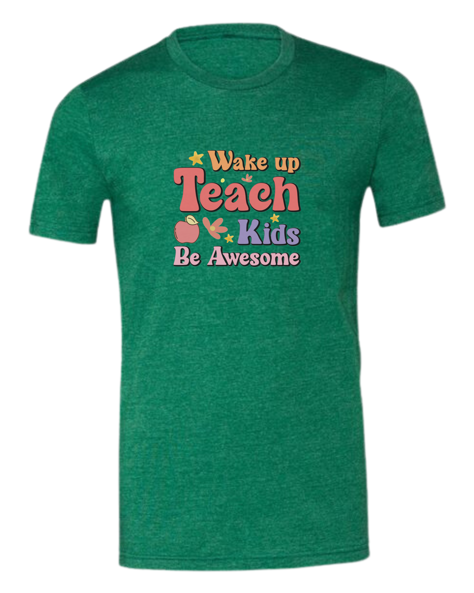 "Wake up, Teach Kids, Be Awesome" design Premium unisex crewneck tee Grass Green