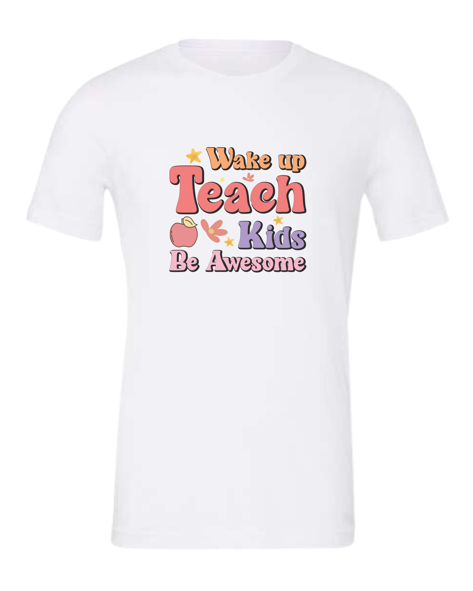 "Wake up, Teach Kids, Be Awesome" design Premium unisex crewneck tee White