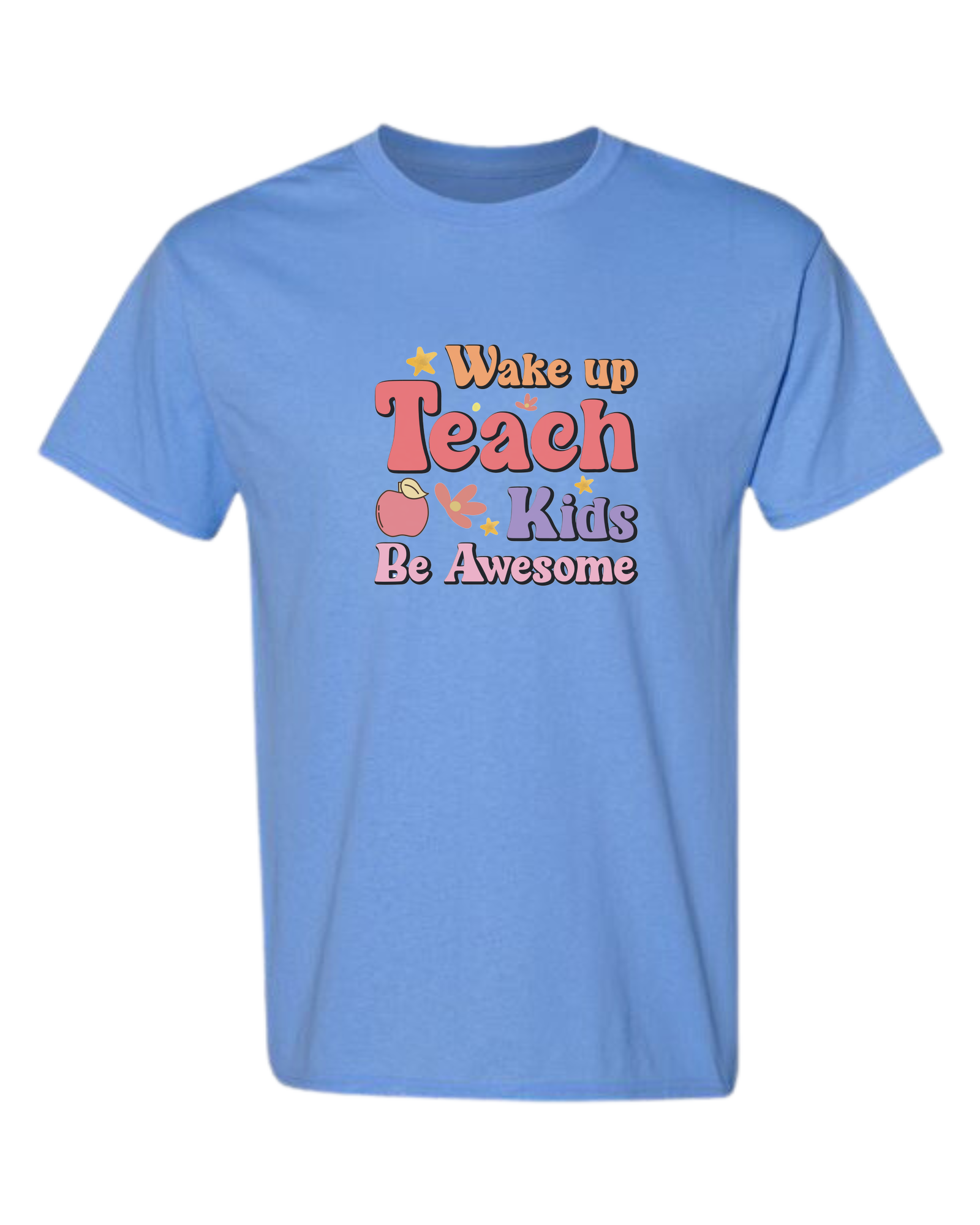 "Wake up, Teach Kids, Be Awesome" design Unisex crewneck graphic tee (light colors) Caroline Blue