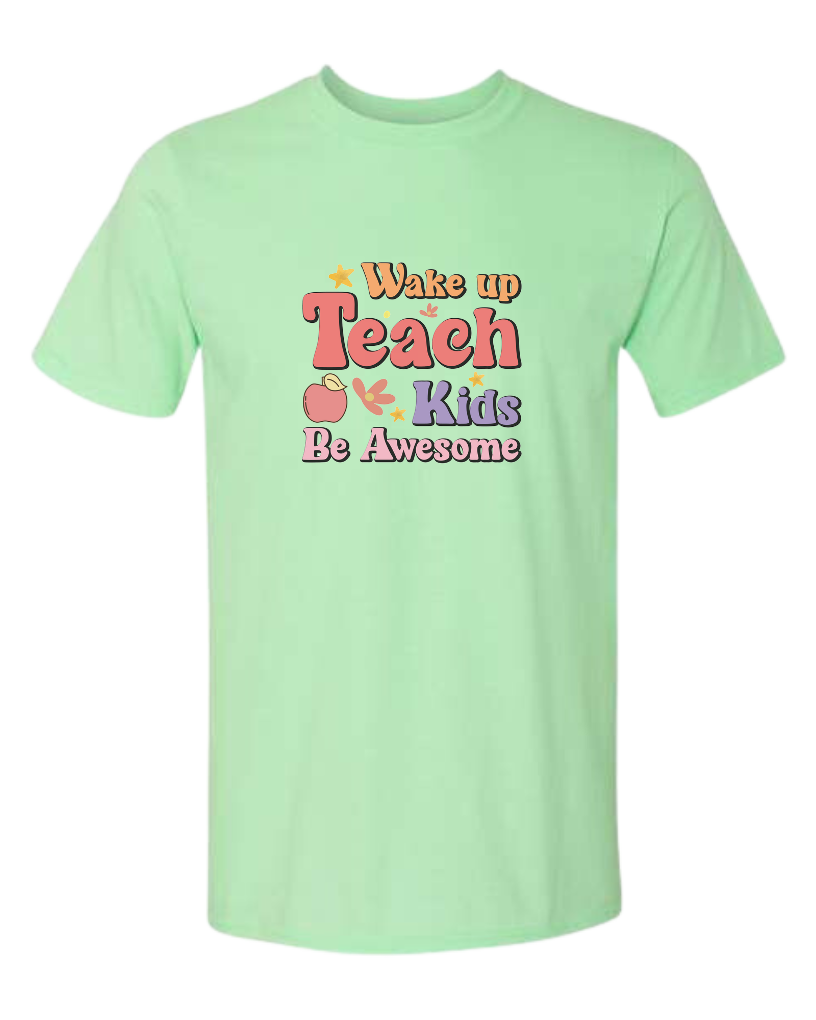 "Wake up, Teach Kids, Be Awesome" design Unisex crewneck graphic tee (light colors) Mint Green