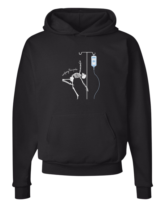 "Working the Pole" nursing skeleton graphic tee Unisex Classic Hoodie Black