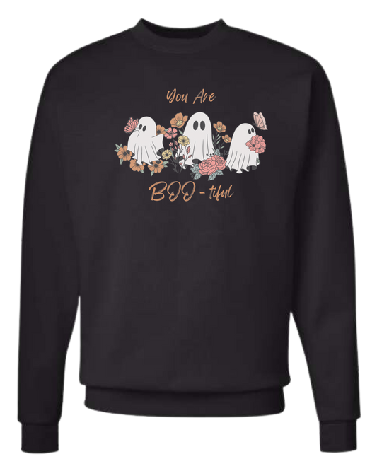 "You are BOO-tiful" ghost tee Classic unisex crewneck sweatshirt Black