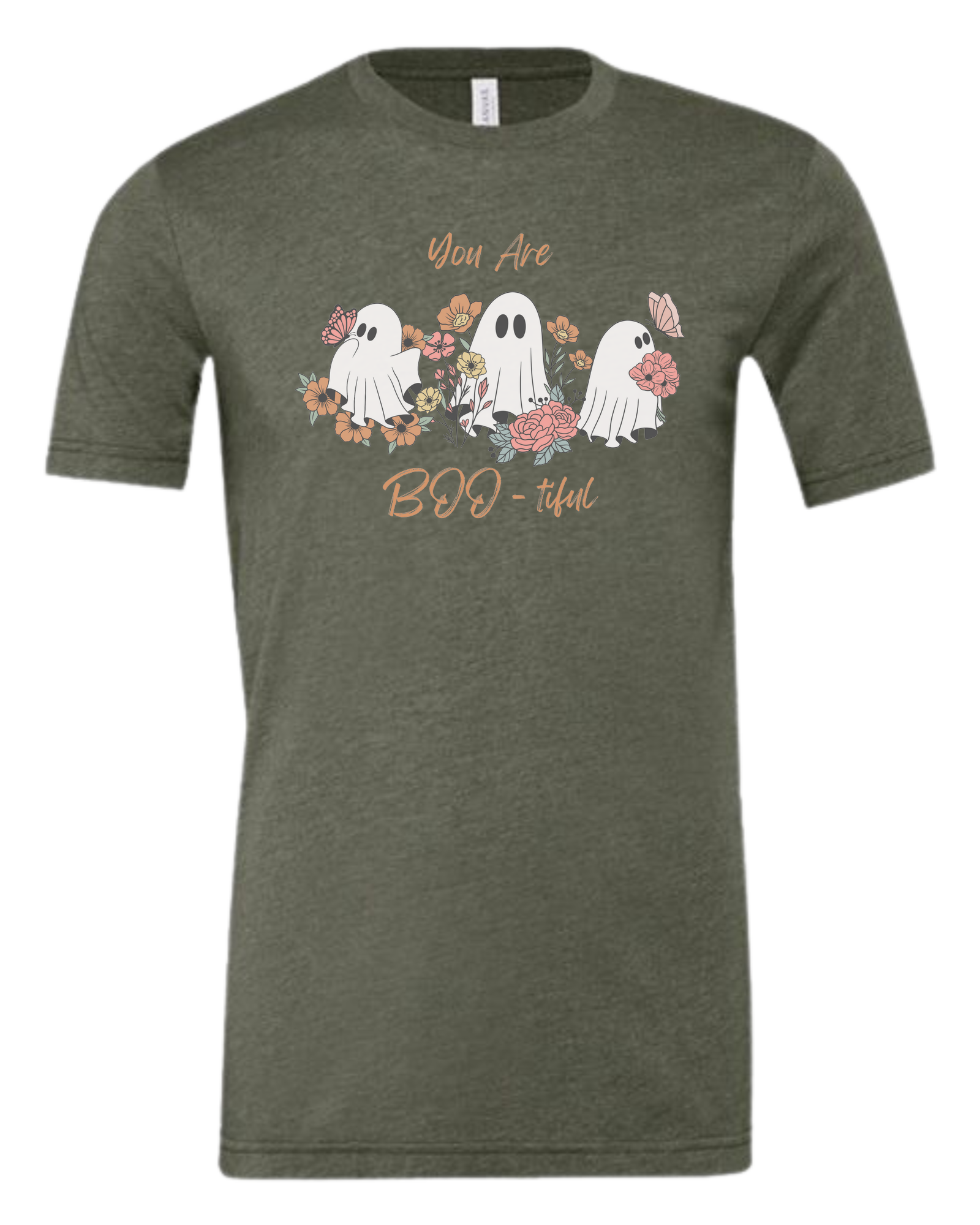 "You are BOO-tiful" ghost tee Premium unisex crewneck tee Military Green