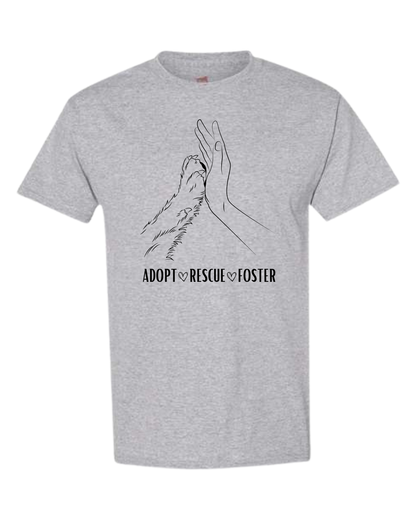 Unisex "Adopt, Rescue, Foster" human & paw high five graphic