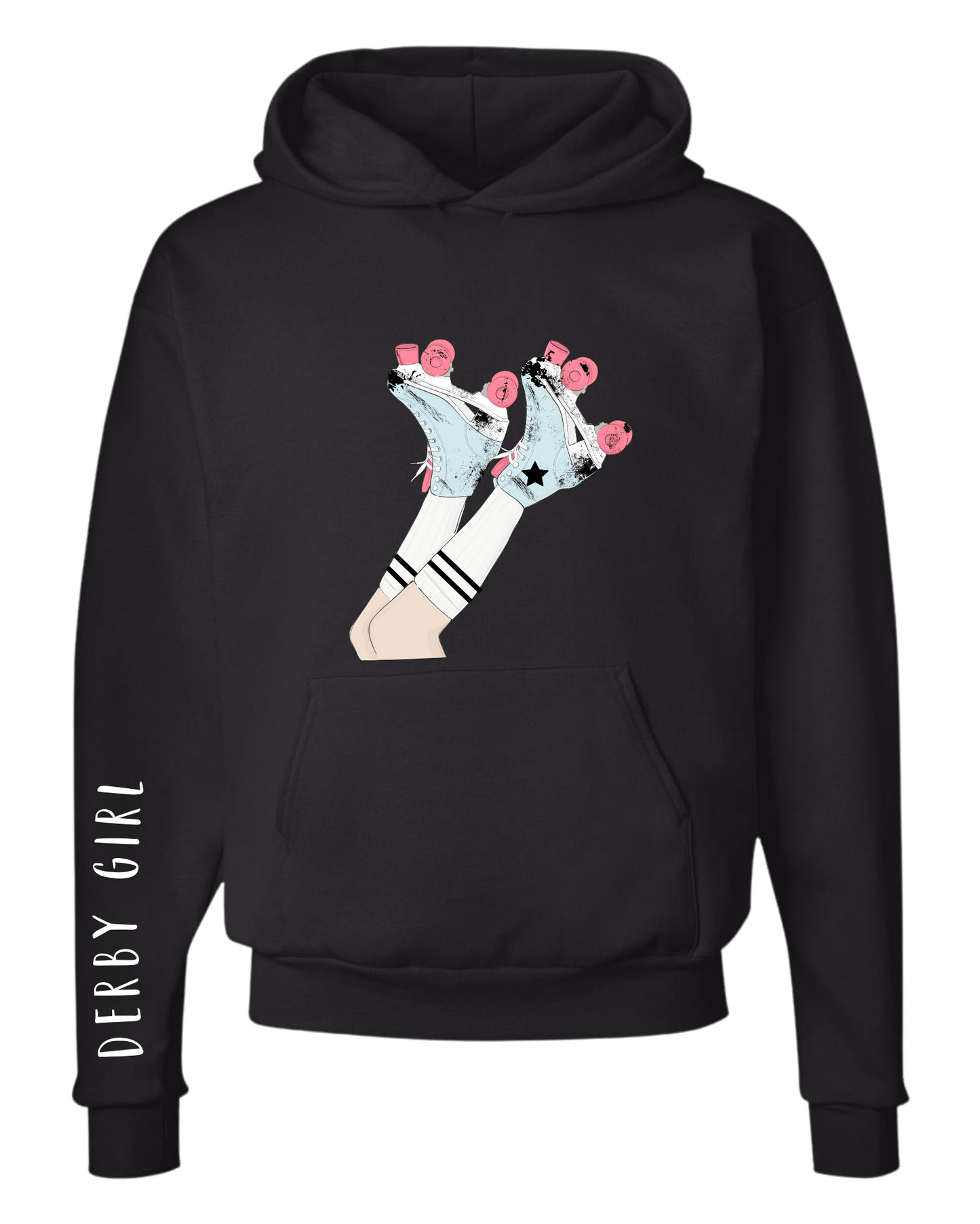 Weathered Skates skater girl legs on hoodie