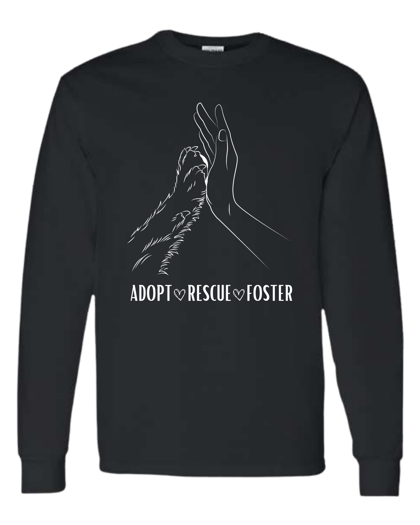 Unisex "Adopt, Rescue, Foster" human & paw high five graphic