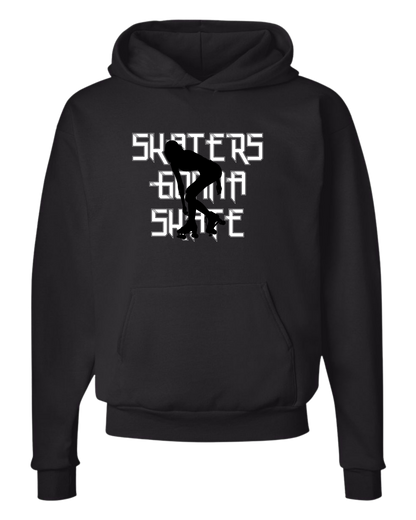 Black & White "Skaters Gonna Skate" with roller derby girl silhouette