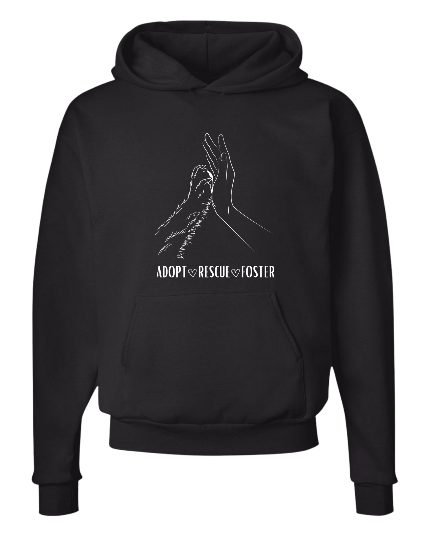 Unisex "Adopt, Rescue, Foster" human & paw high five graphic