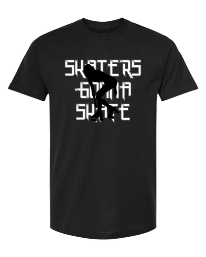 Black & White "Skaters Gonna Skate" with roller derby girl silhouette