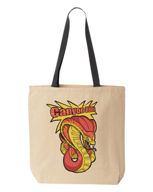 Canyon Hills Cobra burlap tote