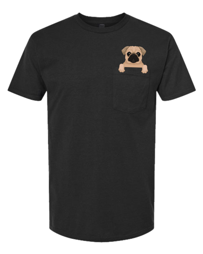 Unisex Crewneck pocket tee w/puppy peaking out