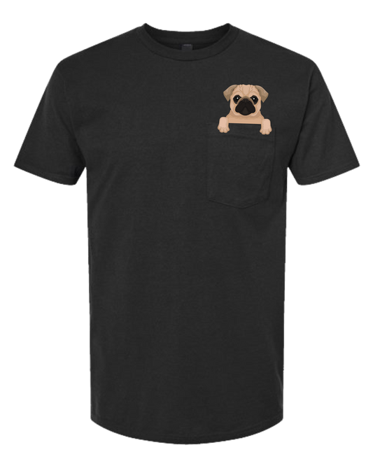 Unisex Crewneck pocket tee w/puppy peaking out