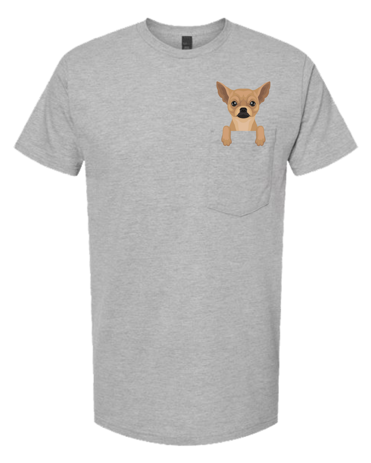 Unisex Crewneck pocket tee w/puppy peaking out