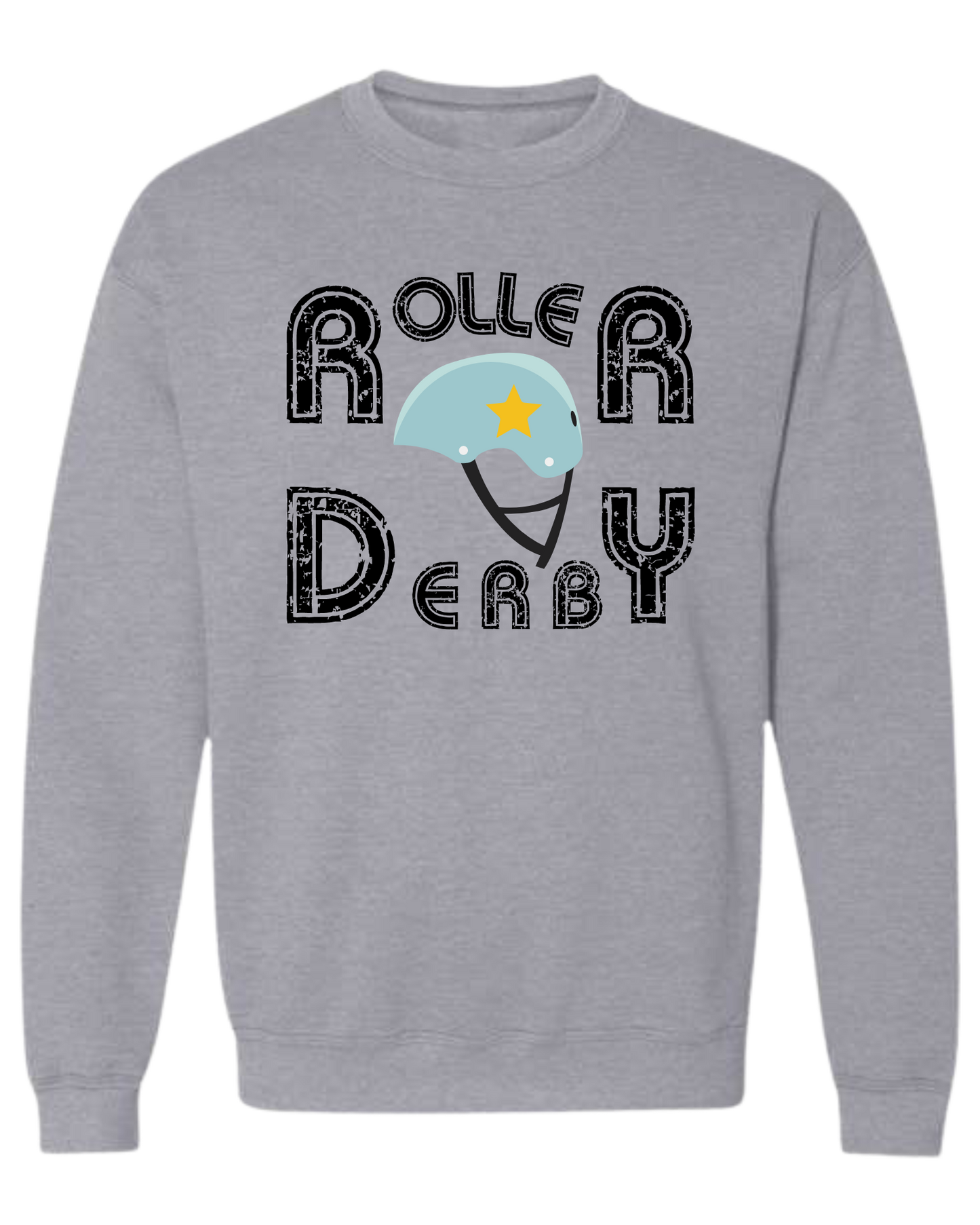 Unisex crew-neck "Roller Derby" distressed font w/ Helmet tee